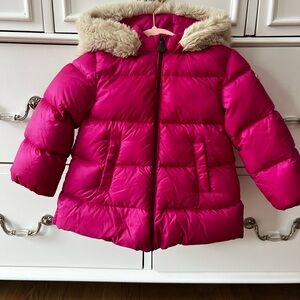 Adorable Moncler Fuchsia Puffer Jacket Fur Hood